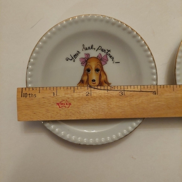 Vintage* 2 Ardalt Porcelain Dogs Playing Cards Coasters - Picture 6 of 6